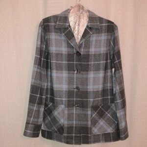 Pendleton S Virgin Wool Heritage Blue Gray Plaid Shirt Jacket Shacket
